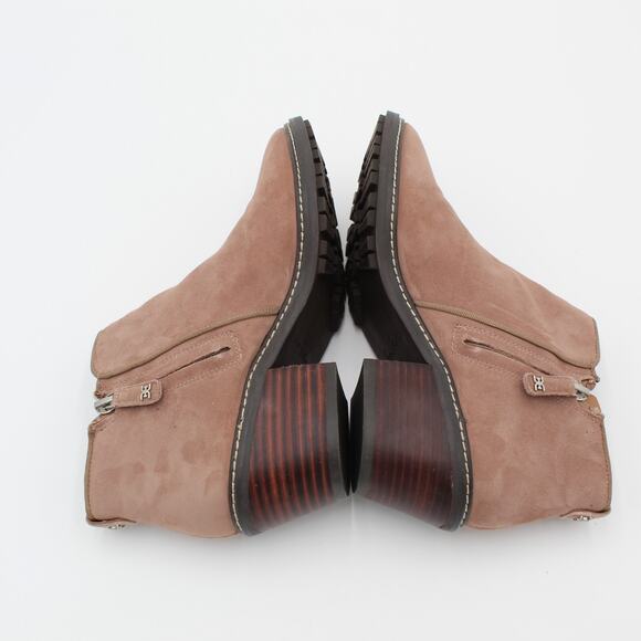 Sam Edelman Ankle Boot Womens 7 Tan Suede Bootie Zip Minimalist Leather - Picture 7 of 10